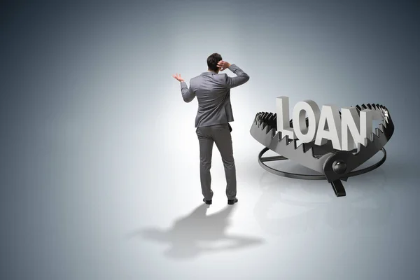 Zakenman in de val van het krediet van de lening — Stockfoto