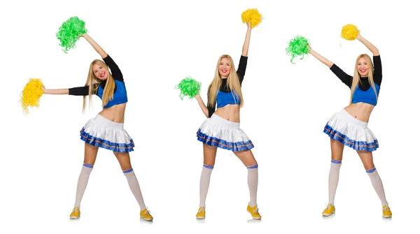 Woman cheerleader isolated on the white — Stock Photo, Image