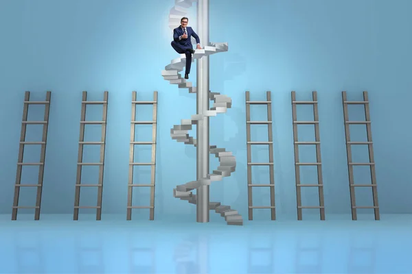 Karrierefortschrittskonzept mit Leiter und Treppe — Stockfoto