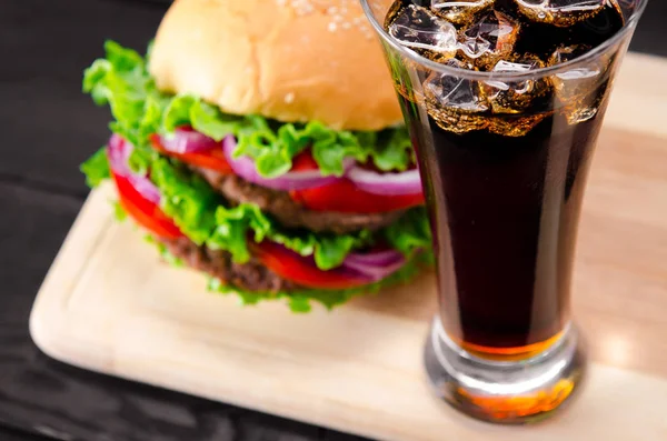 Burger served in bun in nutrition fast food concept — Stock Photo, Image