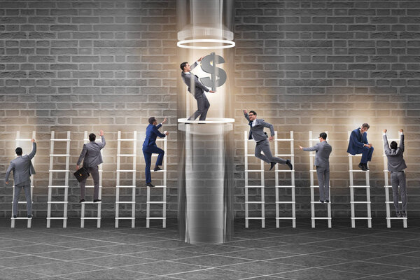 Бизнесмен получает продвижение в финансовой концепции