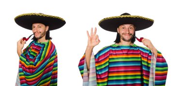 Beyaz pançolu yakışıklı adam izole edilmiş.