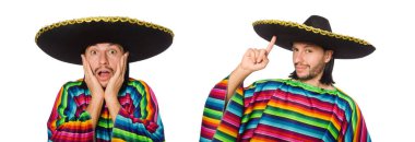 Beyaz pançolu yakışıklı adam izole edilmiş.