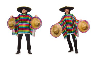 Beyaz pançolu yakışıklı adam izole edilmiş.