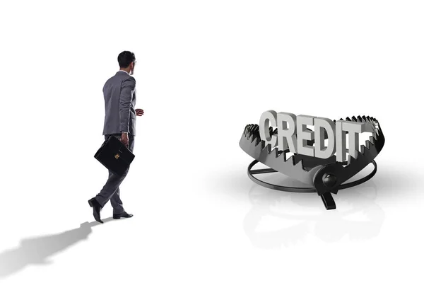 Businessman falling into the trap of loan credit — Stock Photo, Image