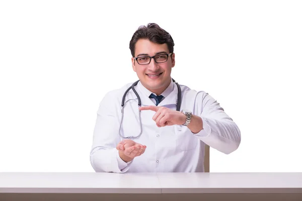 Jovem médico masculino isolado em fundo branco — Fotografia de Stock