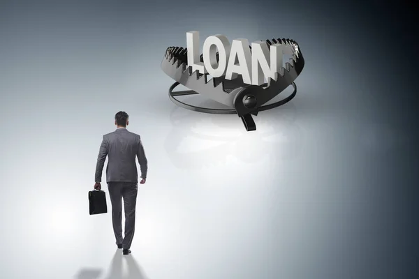 Businessman falling into the trap of loan credit — Stock Photo, Image