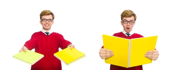 Estudiante con papel aislado sobre blanco —  Fotos de Stock