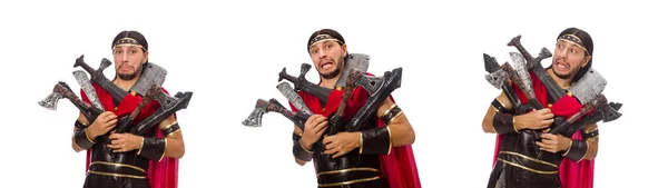 Gladiator with armament isolated on white — Stock Photo, Image