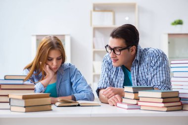 Üniversite sınavlarına çalışan iki öğrenci.
