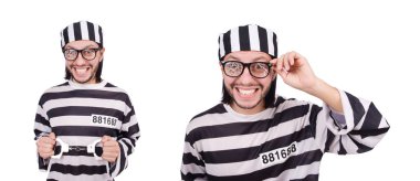 Beyaz arka planda tecrit edilmiş mahkum