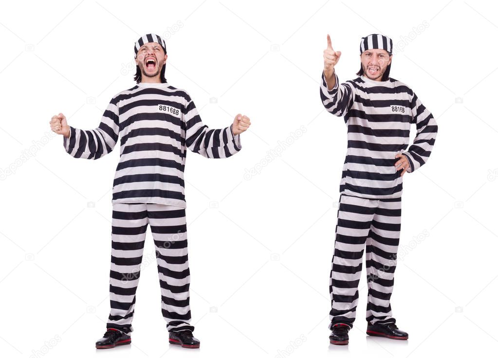 Prison inmate isolated on the white background