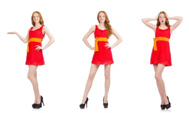 Genç güzel kız izole üzerinde beyaz holding