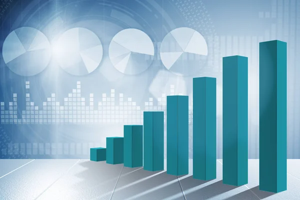 Growing bar charts in economic recovery concept - 3d rendering — Stock Photo, Image