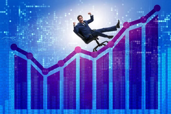Businessman in economic growth concept — Stock Photo, Image
