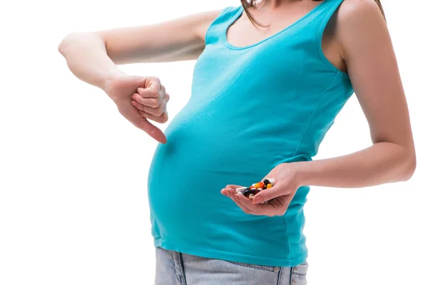 Kobieta w ciąży izolowana na białym tle — Zdjęcie stockowe
