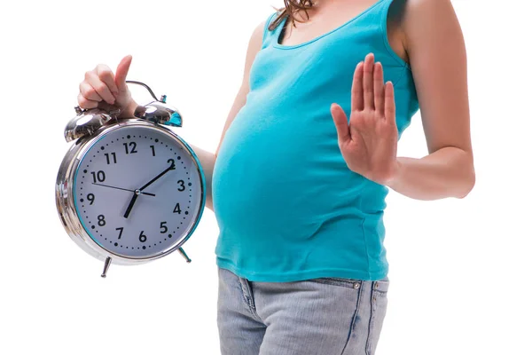 Pregnant woman isolated on white background — Stock Photo, Image