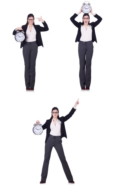 Businesswoman with clock in time management concept — Stock Photo, Image