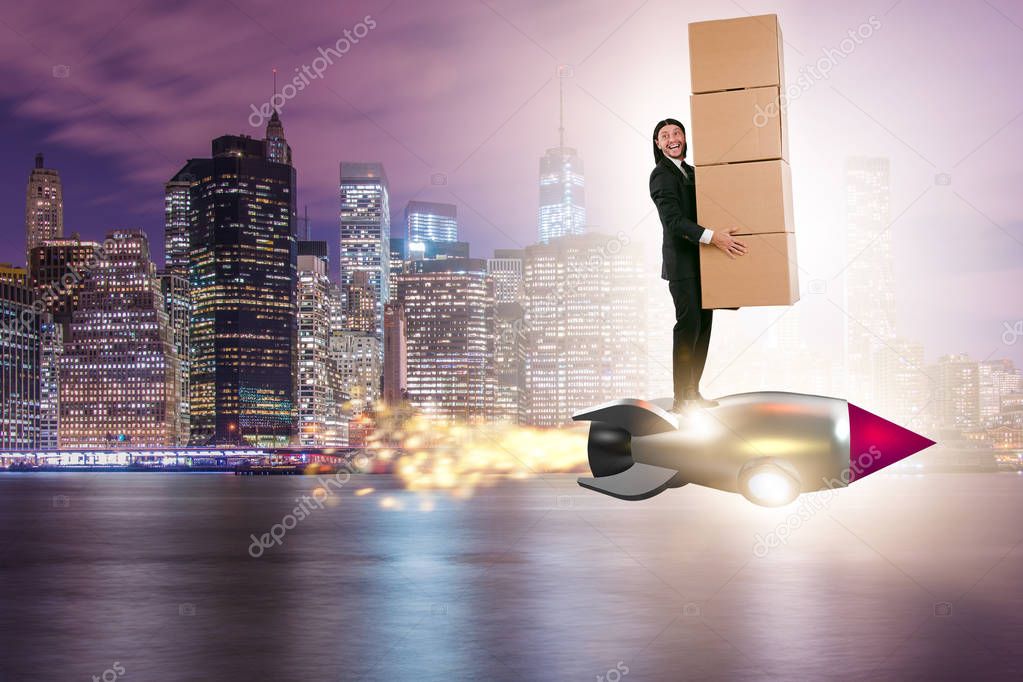 Businessman in fast delivery service
