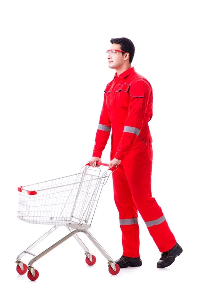 Repairman with shopping cart in industrial procurement concept — Stock Photo, Image