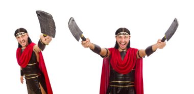 Gladyatör beyaz izole cleaver ile