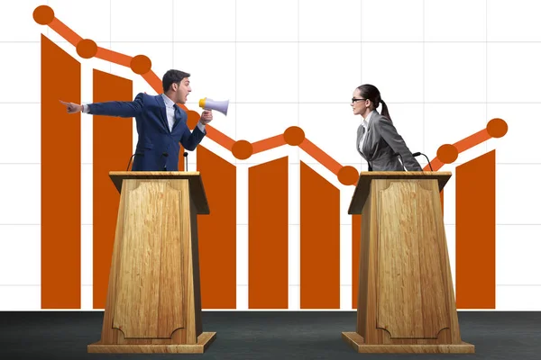 Hombre de negocios haciendo discurso en la tribuna en el concepto de negocio — Foto de Stock