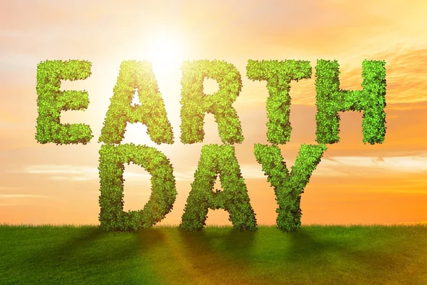 Conceito de dia da Terra com letras verdes — Fotografia de Stock