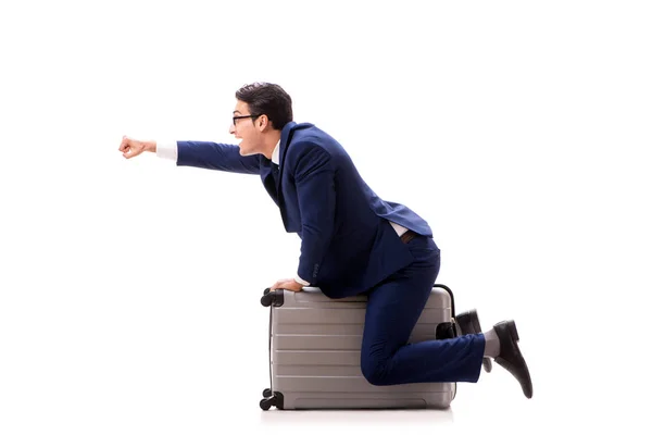 Biznesmen w business travel koncepcja na białym tle — Zdjęcie stockowe