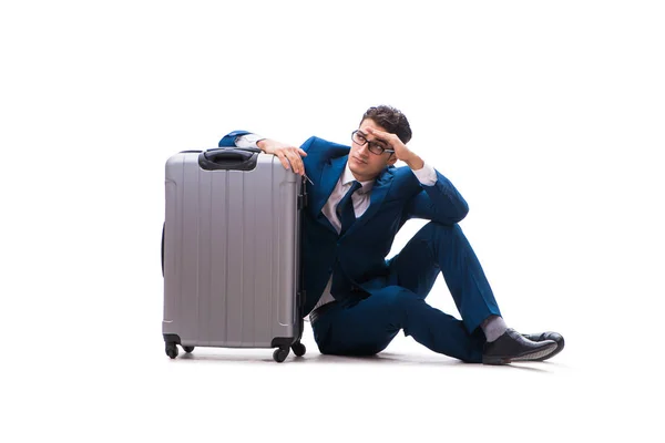 Uomo d'affari nel concetto di viaggio d'affari isolato su bianco — Foto Stock