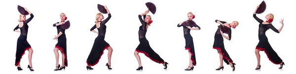 Ženy tančí Španělský tanec izolované na bílém — Stock fotografie