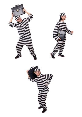 Beyaz arka planda tecrit edilmiş mahkum