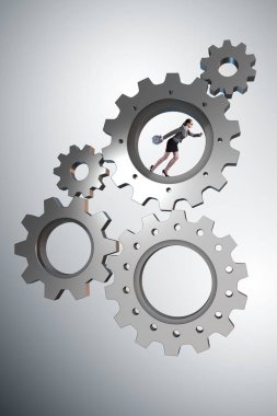 Çarklar ve iş adamlarıyla takım çalışması kavramı
