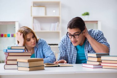 Üniversite sınavlarına çalışan iki öğrenci.