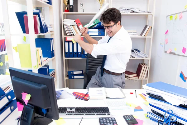 Busy frustrated businessman angry in the office — Stock Photo, Image