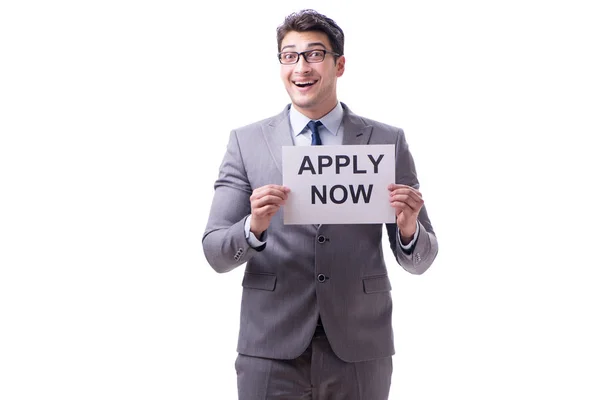 Empresário no conceito de recrutamento isolado em fundo branco — Fotografia de Stock