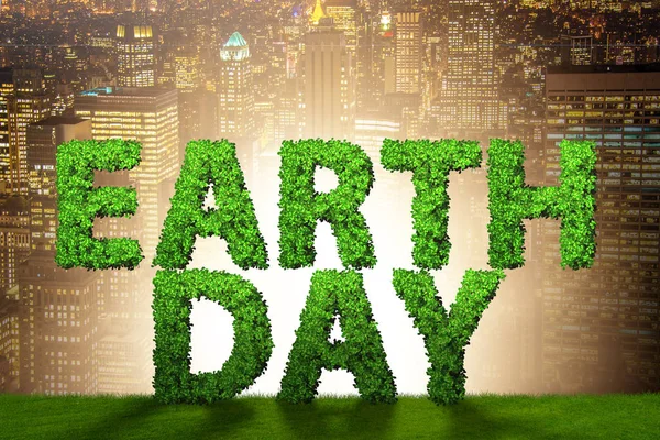 緑色の文字で地球日コンセプト — ストック写真