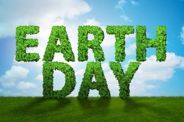 Earth day koncept s zelenými písmeny — Stock fotografie
