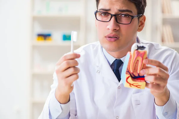 Joven dentista trabajando en el hospital de odontología — Foto de Stock