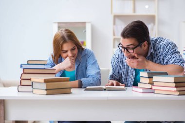 Üniversite sınavlarına çalışan iki öğrenci.