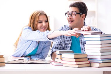 Üniversite sınavlarına çalışan iki öğrenci.