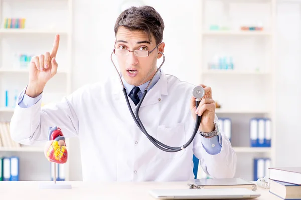 Docente medico che spiega il modello di cuore — Foto Stock