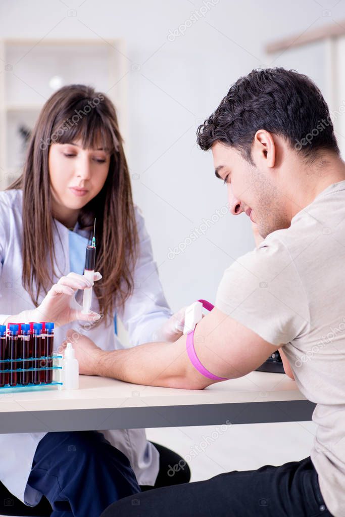 Patient during blood test sampling procedure taken for analysis