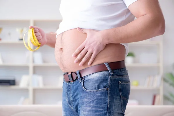 Fat obese man in dieting concept — Stock Photo, Image