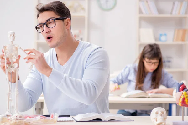 Två läkarstudenter studerar i klassrummet — Stockfoto