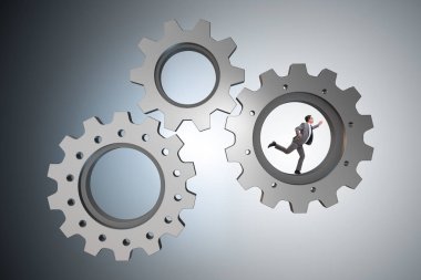 Çarklar ve iş adamlarıyla takım çalışması kavramı