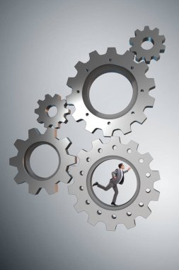 Çarklar ve iş adamlarıyla takım çalışması kavramı