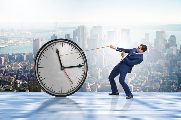 Businessman in time management concept