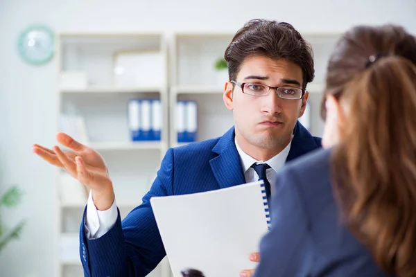 Lawyer talking to his client in office — Stock Photo, Image