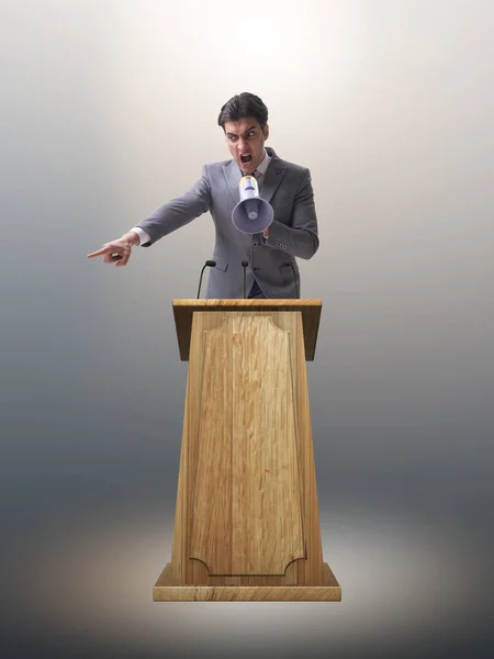 Businessman making a speech in business concept