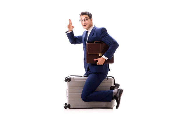 Biznesmen w business travel koncepcja na białym tle — Zdjęcie stockowe